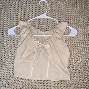 John Galt beige tank top with ribbon bow